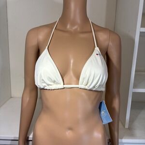 ONeill Womens Triangle Bikini Top Cream Off White Style 5024 Large NWT